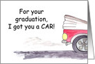 Red Convertible CAR for Graduation Funny card