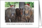 Horses with Santa Hats Merry Christmas card