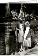 Two Little Girls by Pond, Sister Bridesmaid Invitation card