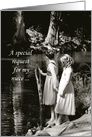 Two Little Girls by Pond, Niece Junior Bridesmaid Invitation card