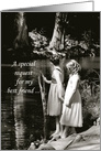 Two Girls by a Pond Best Friend Matron of Honor Invitation card