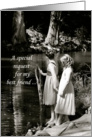 Best Friend ,Maid of Honor Invitation, Two Girls by Pond card