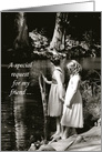 Little Girls by Pond Maid of Honor Friend Invitation card