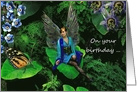 Happy Birthday Wishes Fairy Peacock Garden card