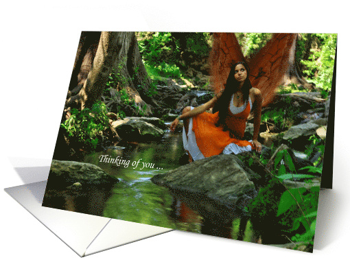 Thinking of You Fairy by a Stream card (1016865)