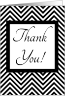 Zebra Chevron Black and White Thank You (blank inside) card