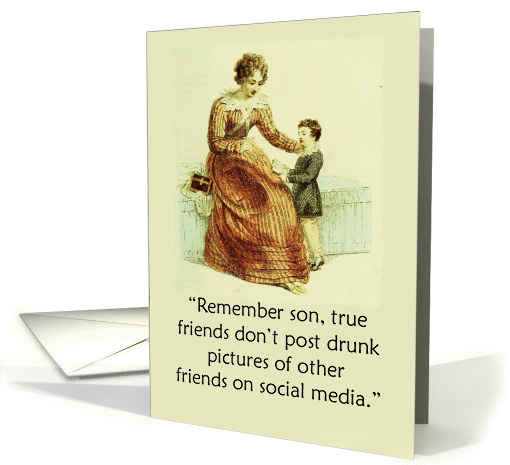 Vintage Ackermann Humor Mother to Son Social Media Advice card