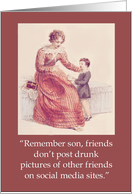 Vintage Ackermann Humor Mother to Son Social Media Advice card