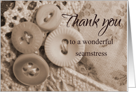 Thank you Wedding Seamstress Vintage Buttons and Lace card