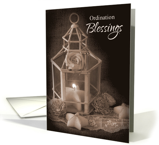 Ordination Blessings Sepia Lantern card (1426928)