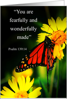 Psalms 139:14 Monarch Butterfly Get Well card