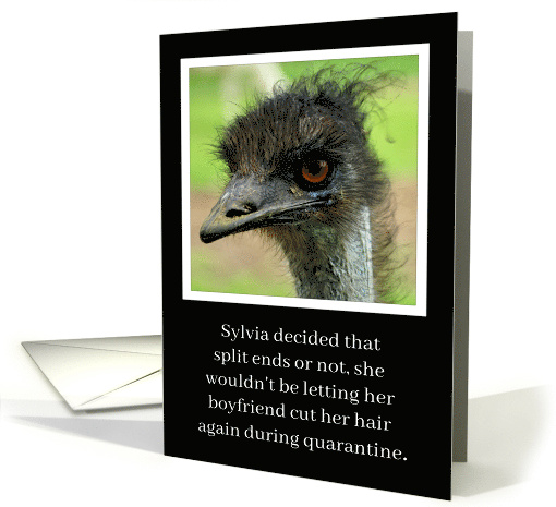 Humorous Quarantine Emu Haircut Thinking of You card (1642576)