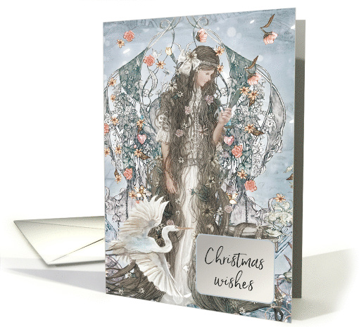 Winter Fairy with Crane Christmas Wishes card (1661662)