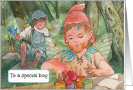 Birthday for Boy Painting Elves in Woods card