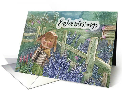 Rabbit with Accordion Easter Blessings card (1727694)