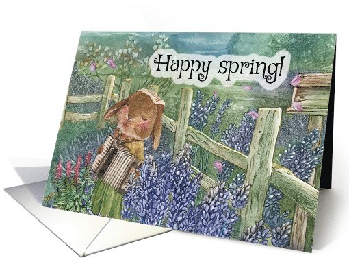 Happy Spring Rabbit Playing Accordion card (1727696)