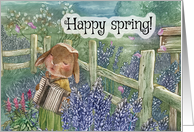 Happy Spring Rabbit Playing Accordion card