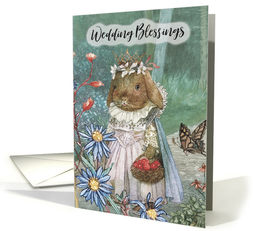 Wedding Blessings for Bride Bunny Bride Walking Through Woods card