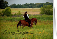 Daughter Birthday Girl Riding on Horse Through Field card