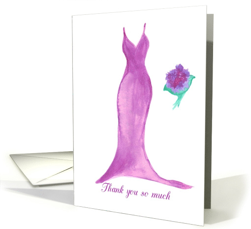 Watercolor Pink Dress Thank You for Being My Matron of Honor card
