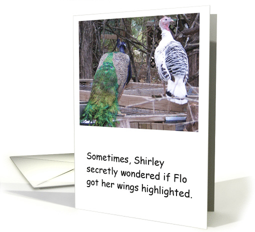 Humorous Turkey and Peacock Happy Birthday card (299241)