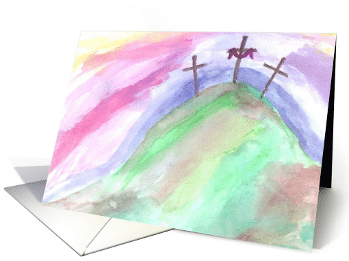 Three Crosses watercolor (blank inside) card (362637)