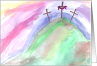 Three Crosses watercolor (blank inside) card