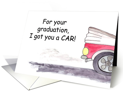 Red Convertible CAR for Graduation Funny card (363646)