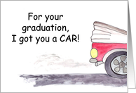 Red Convertible CAR for Graduation Funny card