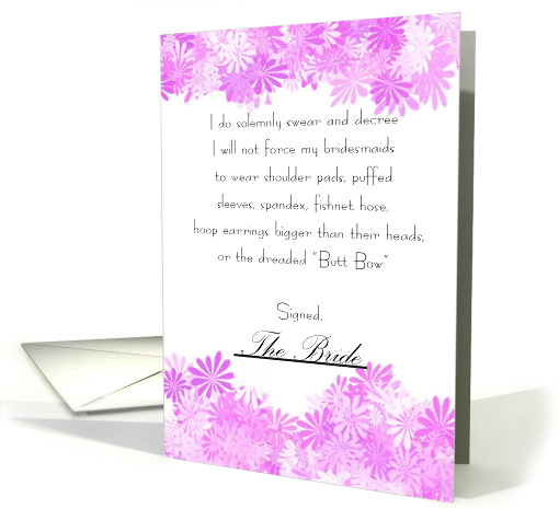 Humorous Will You Be My Bridesmaid Contract Invitation card (398571)