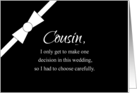 Cousin Bowtie Humorous Groomsman Invitation card