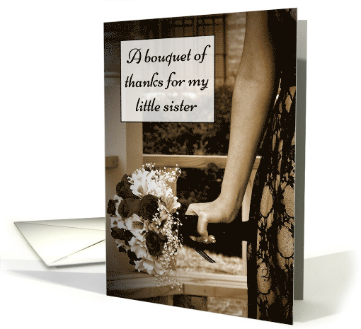 A Bouquet of Thanks Wedding Little Sister Bridesmaid card (570832)