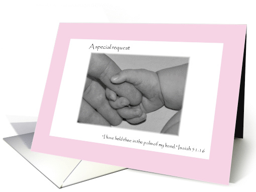 Baby Hand with Pink Girl Will You Be My Godparents? card (846167)