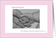 Baby Hand with Pink Girl Will You Be My Godparents? card