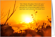 Lovely Golden Sunset Jeremiah 29:11 Encouragement Blank card