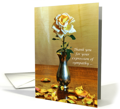 Yellow Rose and Petals Thank You For Your Expression of Sympathy card