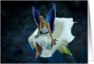 The Blue Fairy on a Moon Flower (blank inside) card