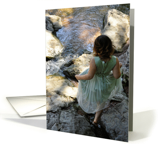 Little Girl Stepping into the Water (blank inside) card (947951)