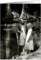 Two Little Girls Bridesmaid Invitation Request Card