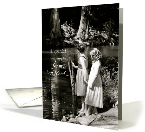 Best Friend ,Maid of Honor Invitation, Two Girls by Pond card (962251)