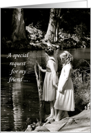 Little Girls by Pond Maid of Honor Friend Invitation card
