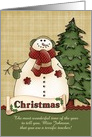 Customizable Teacher’s Name Christmas Tree and Snowman card