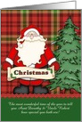 Customizable to Aunt & Uncle w/Name-Christmas Tree and Santa card