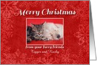 Merry Christmas from your furry friends, dog & cat custom name card