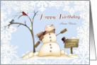 Customized Happy Birthday February w/Name - Snowman card