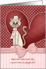 Customizable Valentine Heart and Cat with Bow card