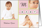 Pink New Baby Girl Announcement - Custom Photo & Name card
