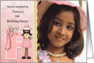 Young Ethnic Girl’s Age & Name Specific F Birthday Party Invitation card