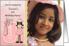 Young Ethnic Girl’s Age & Name Specific J Birthday Party Invitation card