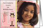 Young Ethnic Girl’s Age & Name Specific L Birthday Party Invitation card